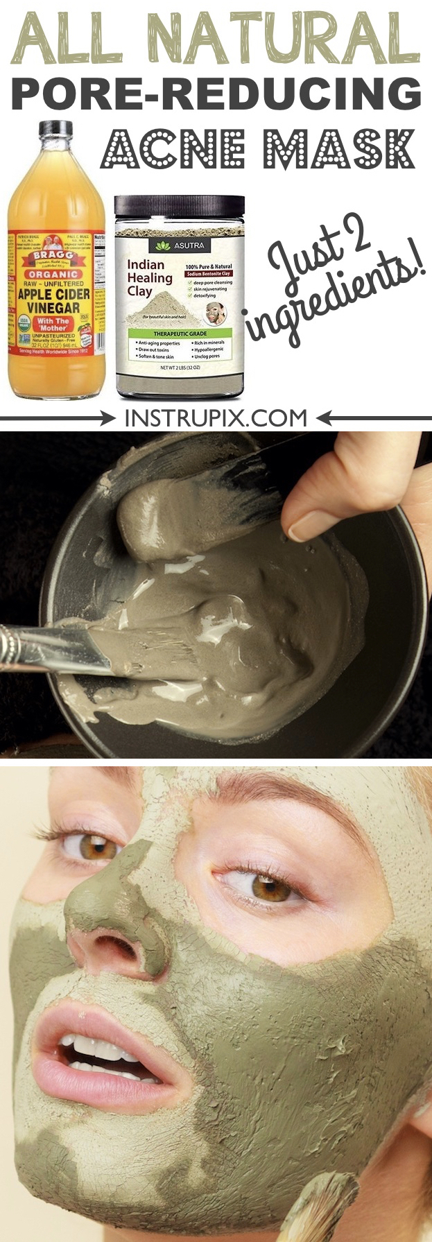 Beauty Tip For Skin: Homemade face mask for acne, blackheads and large pores! It's great for oily and dry skin! It also helps with fine lines and general detoxing. | Instrupix.com