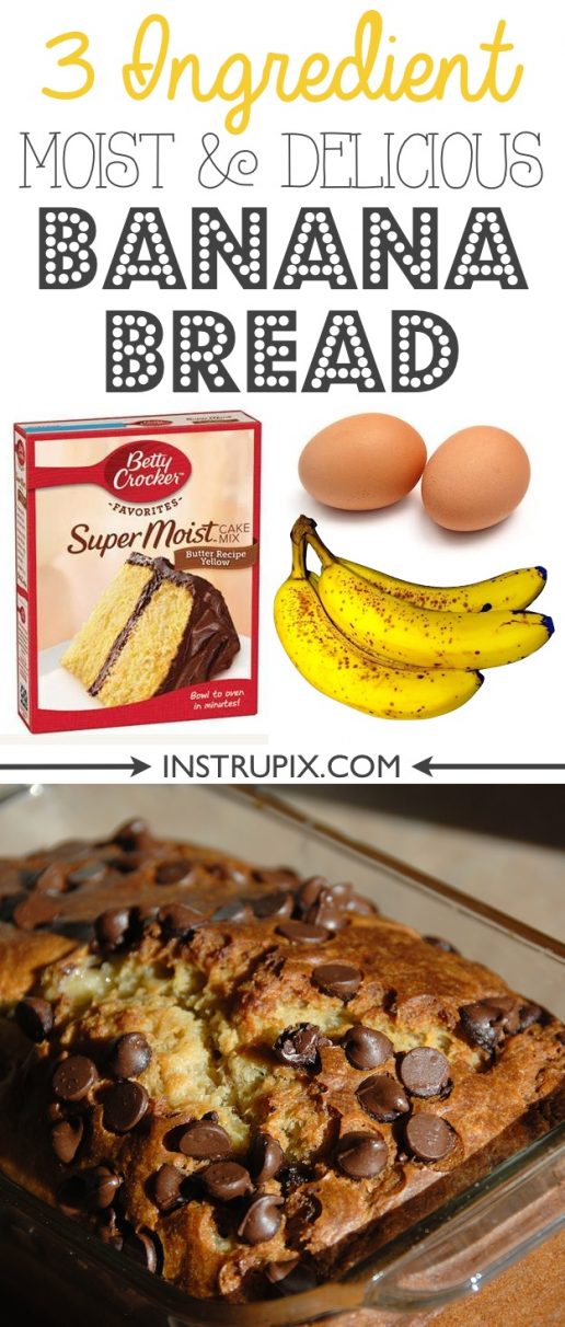Super Easy Moist Banana Bread Recipe (Just 3 Ingredients )