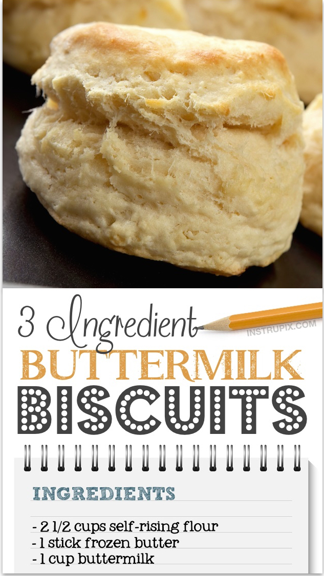 The BEST Easy biscuits recipe made with just 3 ingredients! So simple and delicious. This recipes includes a video so you can learn how to get the layers. Delicious for breakfast with gravy or as a side to any meal. Kids and adults love these homemade biscuits!