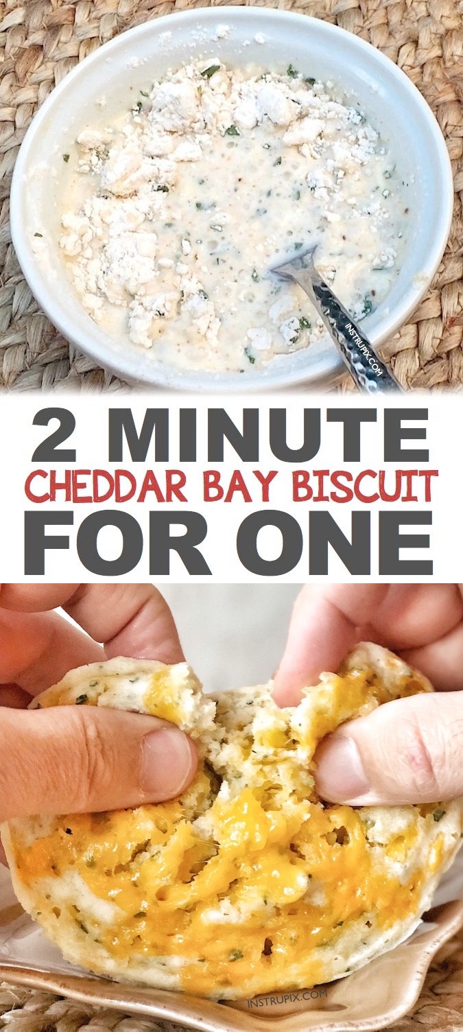 Red Lobster Cheddar Bay Biscuit In A Mug Recipe -- Easy! Just 2 minutes in the microwave! Perfect as a side for dinner if you are only cooking for one. The easiest comfort food you will ever make! Instrupix.com