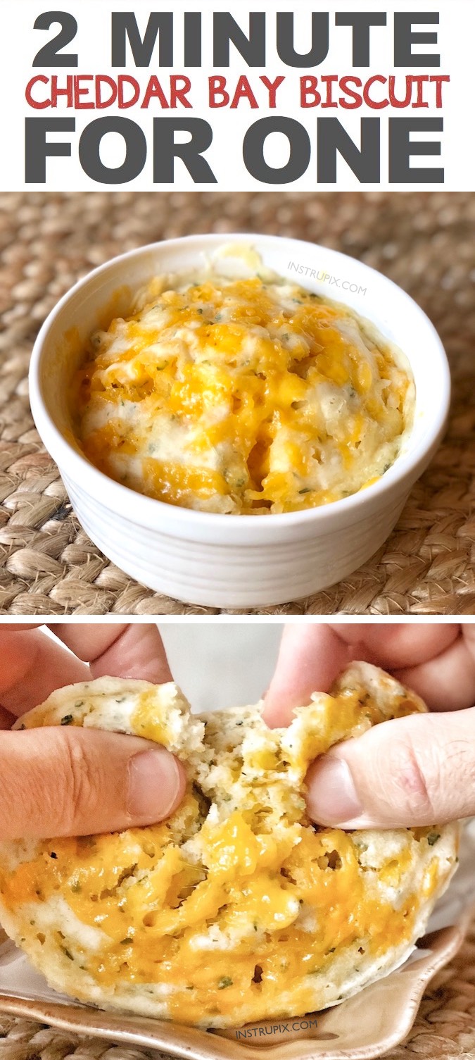 Red Lobster Cheddar Bay Biscuit In A Mug Recipe -- Easy! Just 2 minutes in the microwave! Perfect as a side for dinner if you are only cooking for one. The easiest comfort food you will ever make! Instrupix.com