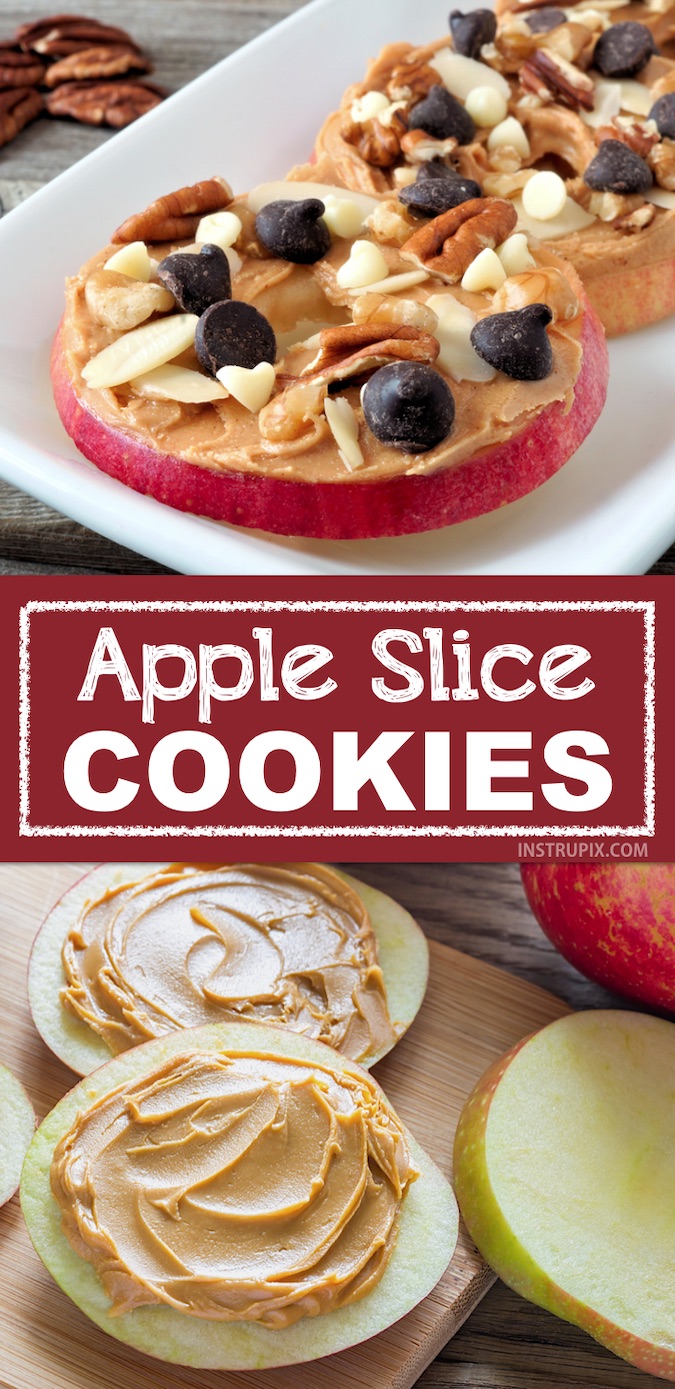 Picky eaters? Here are some healthy and fun snack idea for kids! This quick and easy snack idea is perfect for after school. Apple Slice Cookies made with healthy and cheap ingredients your toddlers and kids will love. | #instrupix #kidssnacks #healthy #kids #apples 