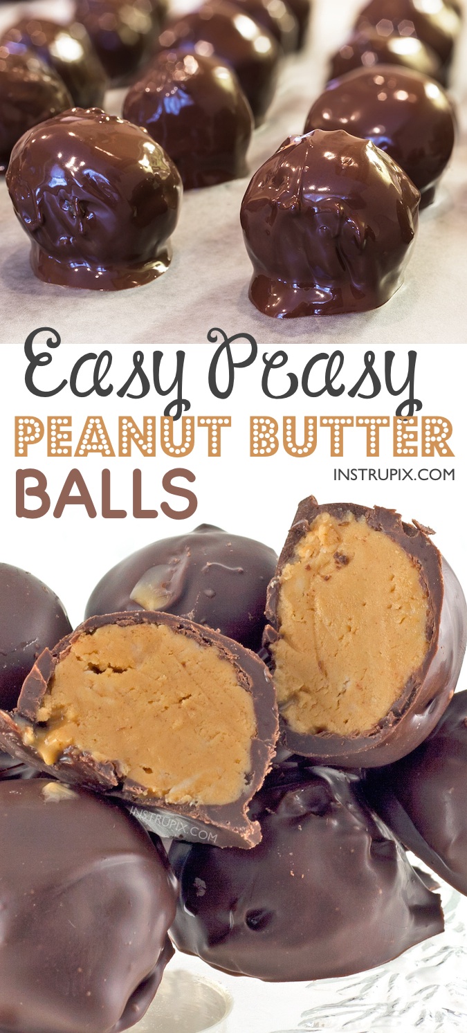 Easy No Bake Peanut Butter Chocolate Truffle Balls (A.K.A Buckeyes).... so simple and delicious! You can't eat just one. They're the perfect Christmas dessert idea for a crowd. Instrupix.com 