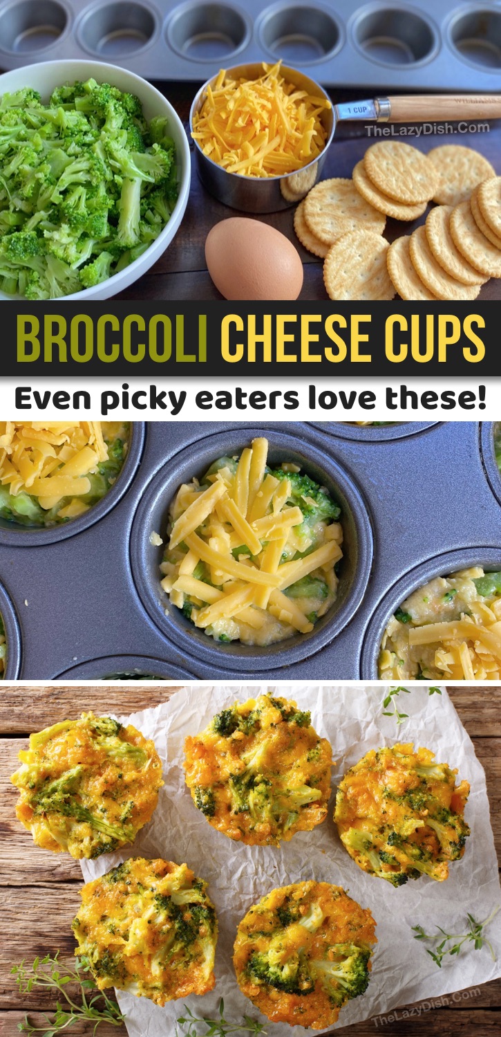 Super fun, healthy and easy snack recipes for kids! Great for school lunches, at home or on the go. These broccoli cheese cups are made with cheap and simple ingredients. A homemade snack recipe that even your picky eaters will love!