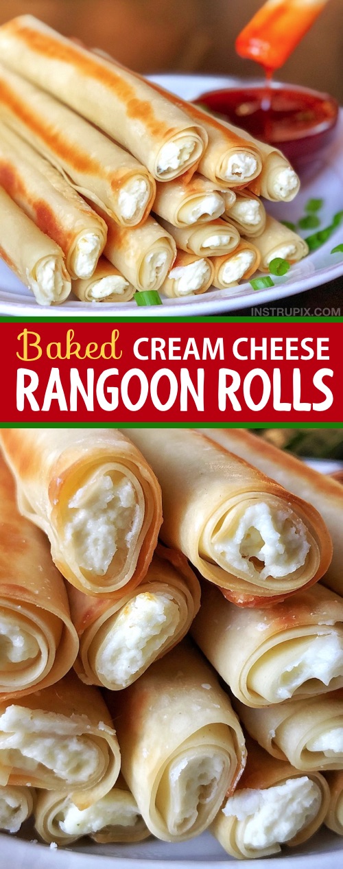 Baked Cream Cheese Rangoon Rolls - A fun and easy twist on the Panda Express rangoons! This fun and creative snack idea is quick, easy and simple to make with just a handful of ingredients. Great as a snack, appetizer or even meal. #instrupix