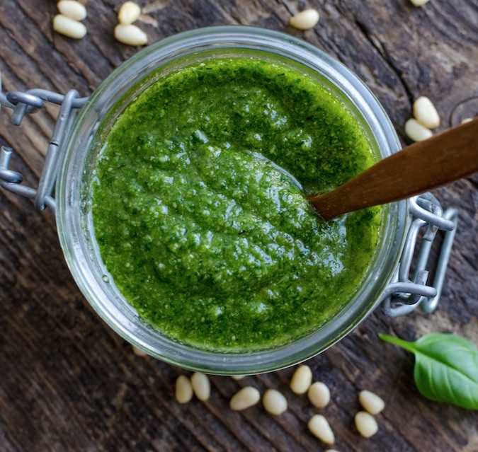 Easy Homemade Basil Pesto Sauce Recipe | For dinner, pasta, chicken, dips, spreads and more! Instrupix.com