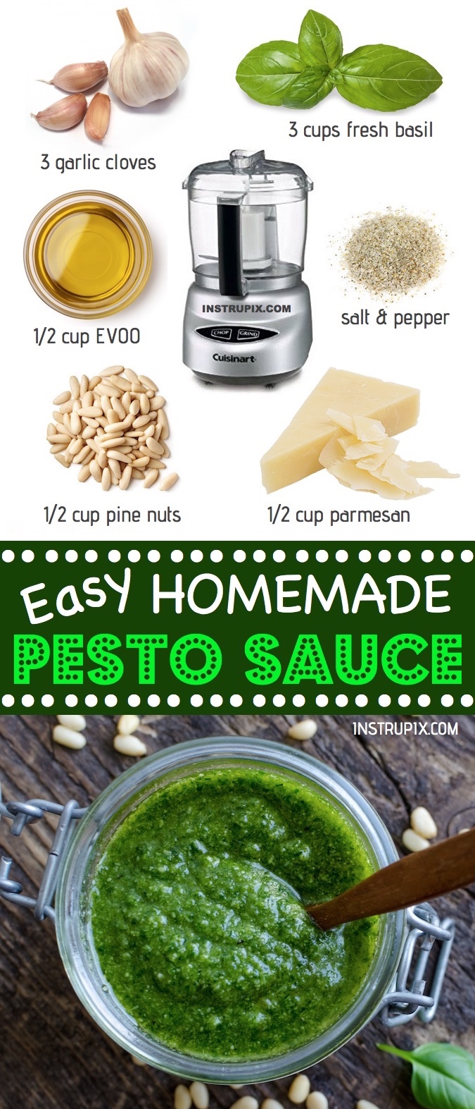 Quick and Easy healthy homemade basil pesto sauce! Great for pizza, pasta, sandwiches and more. A simple pesto recipe! Never make store bought again. 