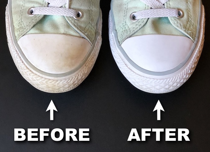 Life Hacks - How to easily clean the white soles of your shoes. Works great for converse shoes.