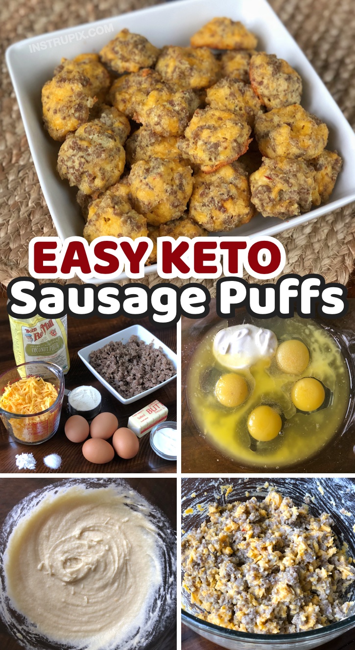 Hungry? Sometimes I feel like I'm starving on my keto diet because I run out of food that sounds yummy. I get tired of eating meat and eggs sometimes! These keto sausage balls are a diet saver! They are so yummy for snacking, breakfast, or bring to work for lunch. They are so filling they could even be a complete meal for me, plus they are quick and easy to make with just a few common keto staples like coconut flour, eggs, butter, and sour cream. Seriously, the best keto friendly recipe! So yummy.
