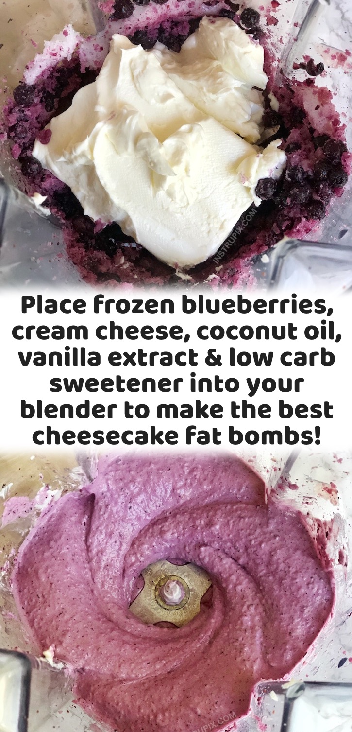 Easy Keto Fat Bombs Made With Cream Cheese & The Frozen Berry of Your Choice | Looking for quick and easy keto dessert recipes to satisfy your sweet tooth? You won't believe how easy fat bombs are to make thanks to cream cheese! You simply blend a few ingredients together and then pour the mixture into an ice cube tray to make keto treats for one. Some serious craving busters! Eat one of these after a meal and say goodbye to your sweet tooth. Simple, no bake, low carb and delicious!