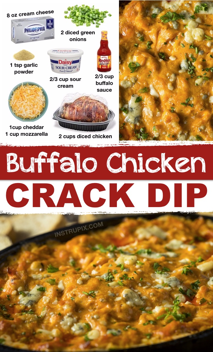 Quick and easy buffalo chicken dip! The BEST low carb and keto party appetizer idea. #buffalochicken #instrupix