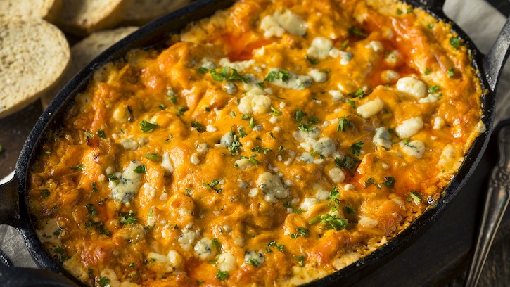 Oven baked buffalo chicken dip made with cream cheese.