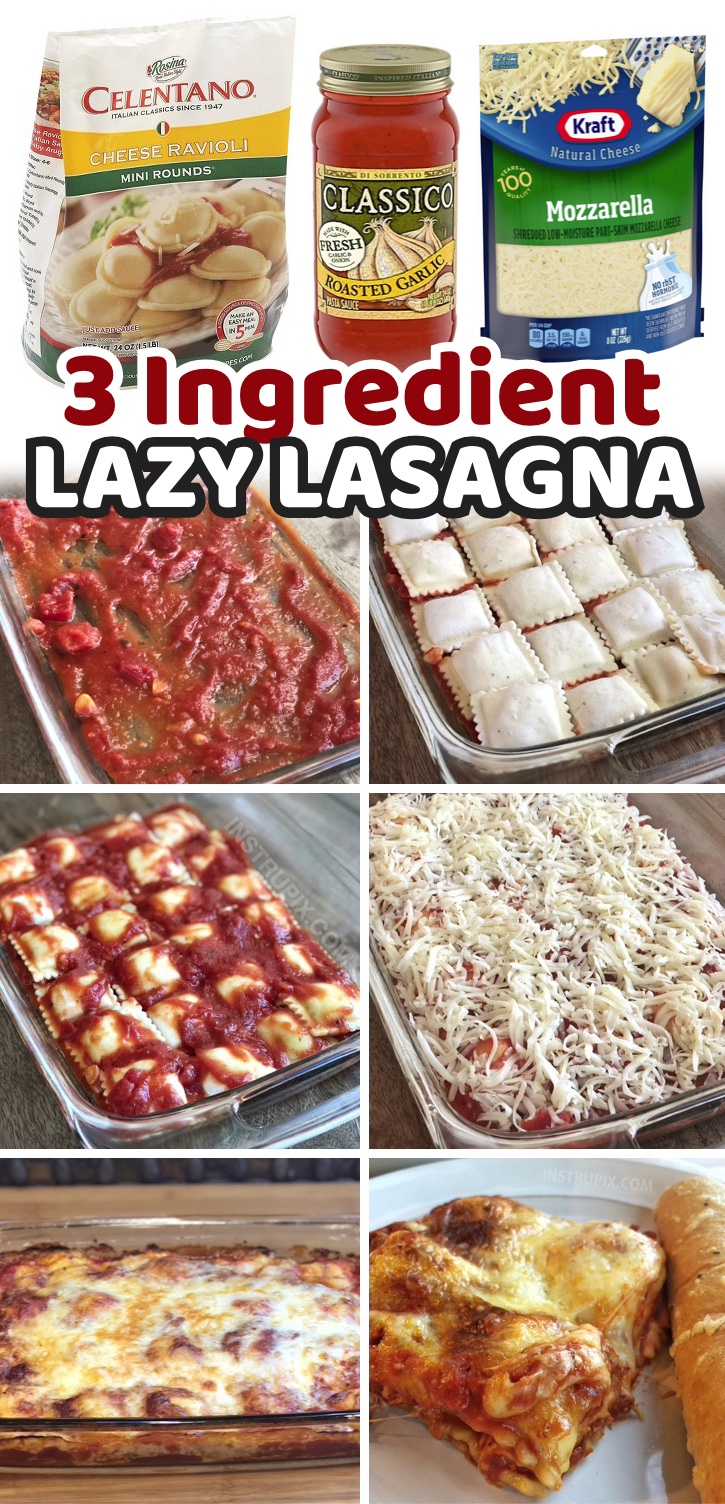 Seriously, the easiest dinner you will ever make for your family! My picky eaters request this meal all the time, and I love it because it's so cheap and simple to make with just a few ingredients including frozen ravioli (any kind), pasta sauce (any kind), and shredded cheese! I also like to sprinkle parmesan over top, because why not? We love cheesy dinners! This Italian inspired pasta casserole is it total life saver on busy school nights when you're tired and hungry. 