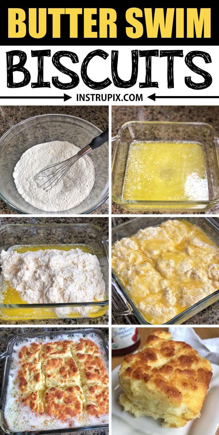 Quick, simple and easy homemade biscuits recipe! It takes just a handful of ingredients to make these delicious butter swim biscuits-- easier than drop biscuits! They are the BEST addition to breakfast, lunch or dinner! | Instrupix.com 