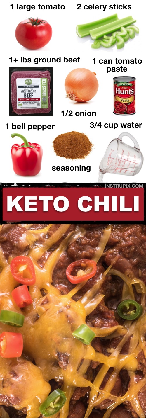 7 Easy Keto Soup Recipes (Low Carb & Healthy) | This Keto Chili Recipe is so easy and comforting! It's just as good leftover. It's made with ground beef and other simple ingredients. If you're looking for easy freezable keto dinner recipes, you've got to try these simple soup recipes!