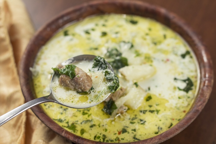 Keto Zuppa Toscano Soup (Better than olive garden on without the carbs!) Simply replace the potatoes with cauliflower to make the best low carb soup. 