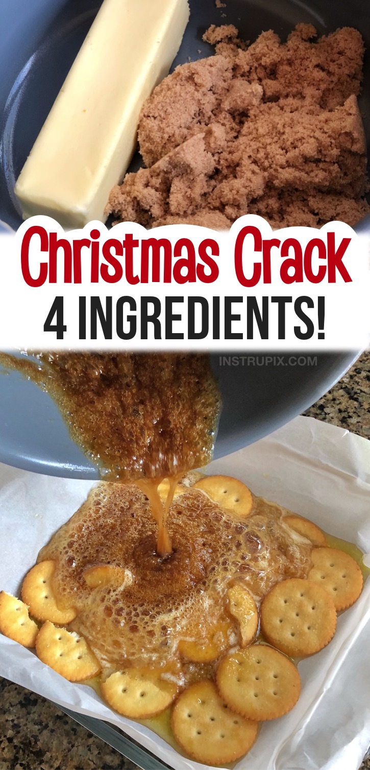 Looking for delicious Christmas treats to make? Christmas Crack is a favorite with my family, and it's so simple to make with just a few ingredients: crackers, butter, brown sugar and chocolate chips! Then top it with candy, nuts or sprinkles. It's so addicting. It's incredibly rich like fudge so it really goes a long way. It's so fun to make and only requires 5 minutes of baking time. It's perfect for a holiday dessert table and even gifts for your coworkers and neighbors. #christmas #instrupix