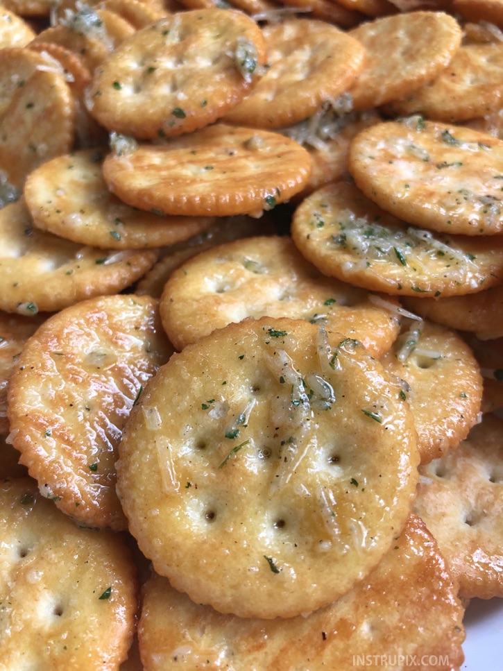 Bake Ritz crackers with butter and seasoning! It's so good. 