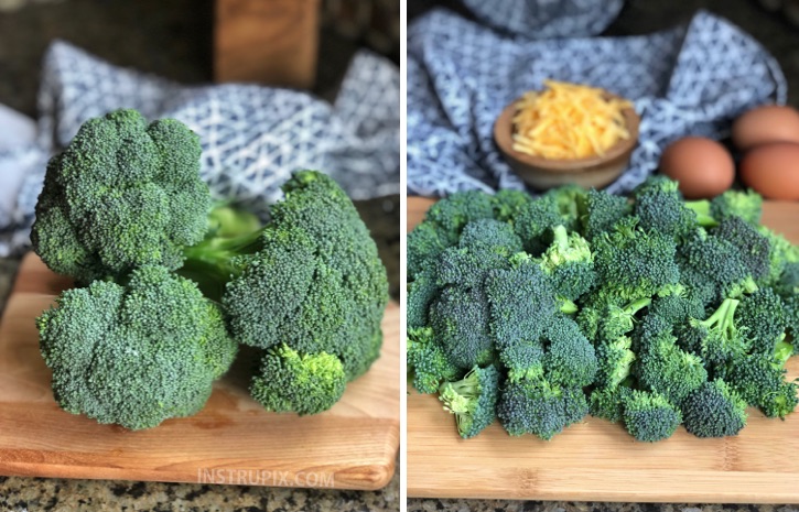 Chopped broccoli ready for roasting! Crispy Cheese Baked Broccoli Recipe - Instrupix.com