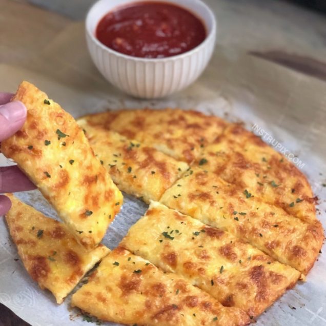 Keto Cheesy Garlic Breadsticks (4 Ingredients)