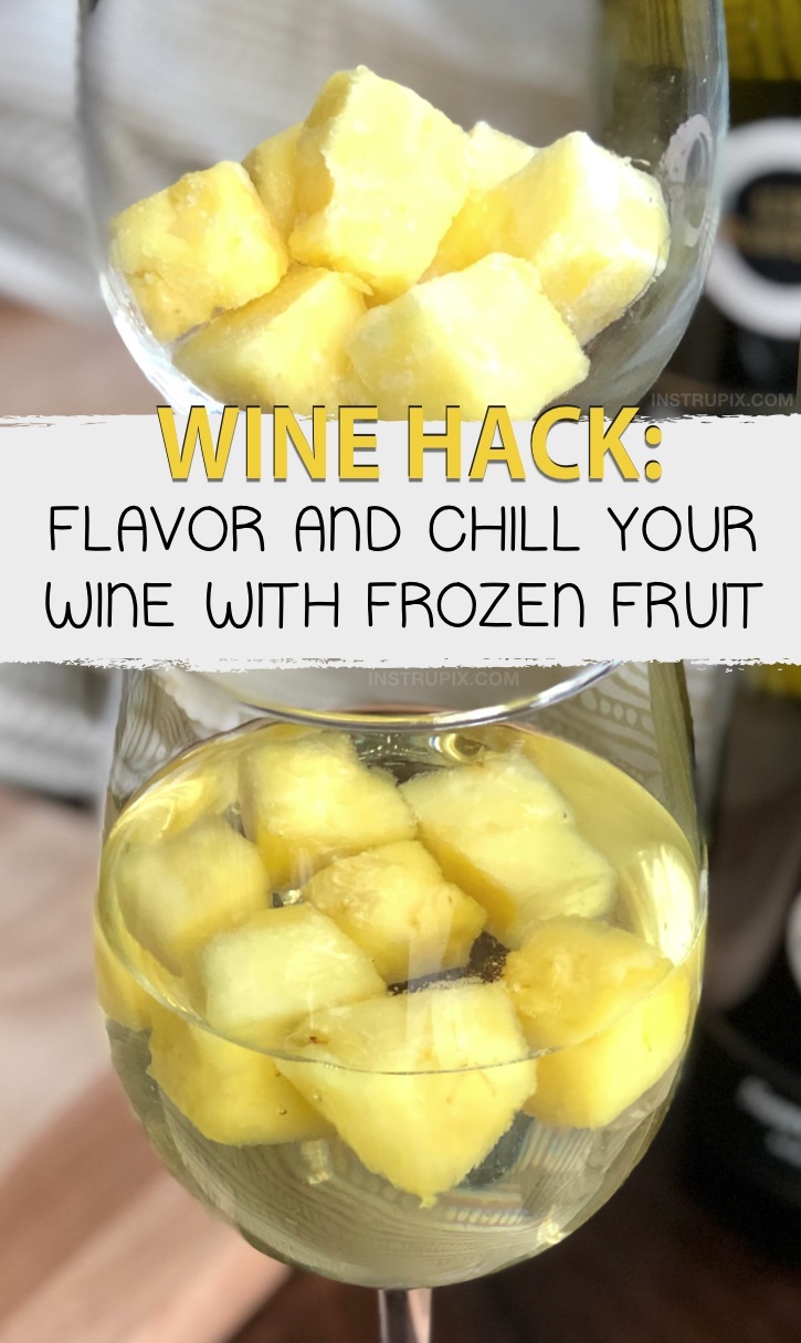 Wine Hacks: 8 Ways You Didn't Know You Could Drink Wine- to make it better, colder or more flavorful. Simple tips and tricks including wine cubes, spritzers, frozen fruit, cocktails, drink recipes and more! #instrupix #lifehacks #wine #drinkrecipes #mindblown