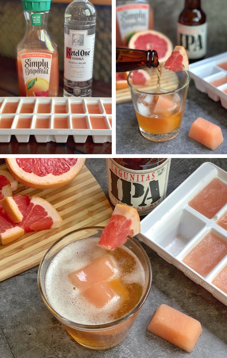 Greyhound Cubes and IPA - A super fun and easy alcoholic drink recipe for this summer! Chills and flavors your beer. #instrupix #drinkrecipes