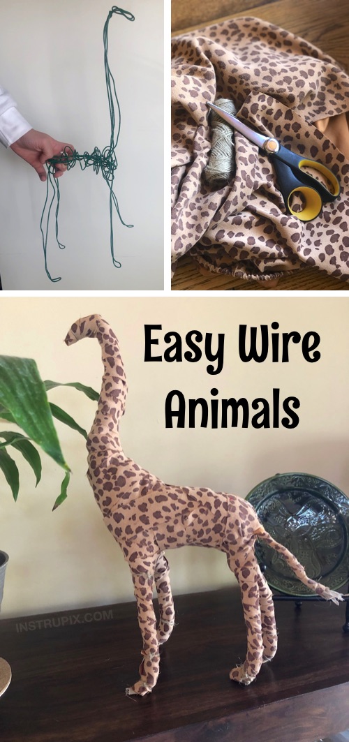 Easy Fabric Wrapped Wire Animals - Looking for easy DIY projects for the home? These simple but cute wire animals are perfect for kids, teens and adults to try! This no sew craft can be completely customized to your own taste. Great for beginners or experienced craftsters! It's cheap, fun and super easy. #instrupix #crafts #projects 