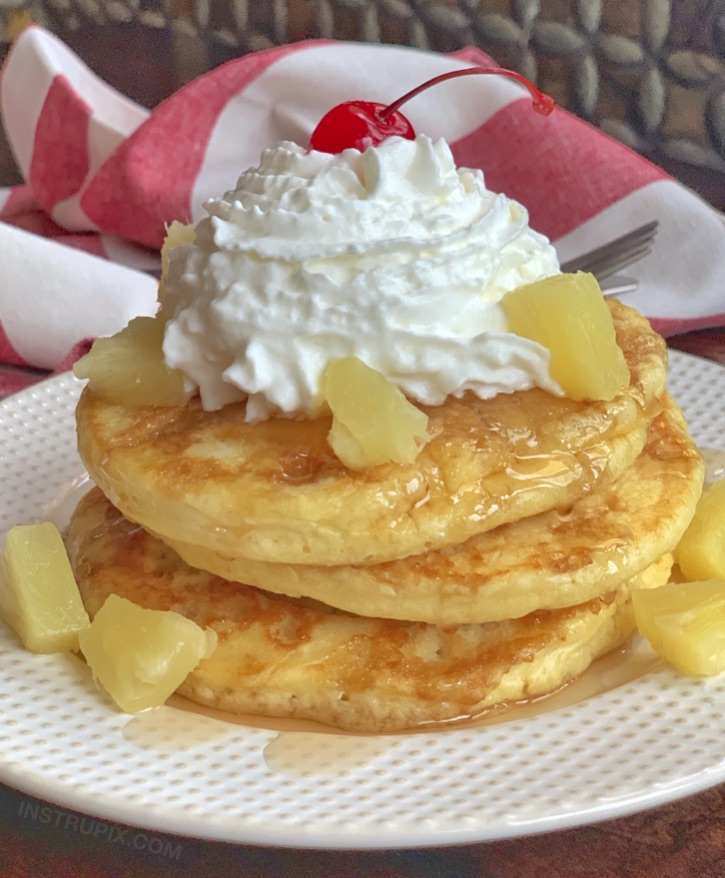 Easy Pineapple Upside Down Pancakes Recipe (super fun breakfast idea for kids and adults!)