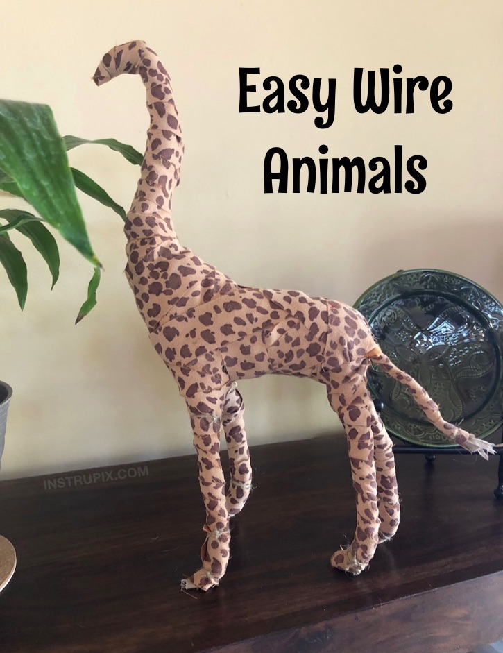 Fabric Wrapped Wire Animals Craft Project - Looking for easy DIY projects for the home? These simple but cute wire animals are perfect for kids, teens and adults to try! This no sew craft can be completely customized to your own taste. Great for beginners or experienced craftsters! It's cheap, fun and super easy. #instrupix #crafts #projects 