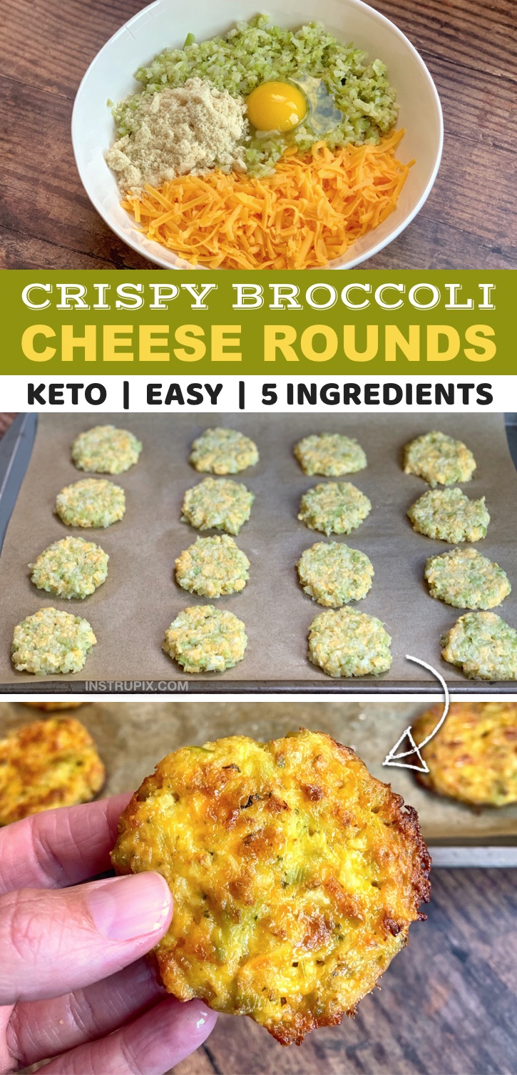 This quick and easy keto snack idea is absolutely delish! Made with just 5 simple and cheap ingredients. Shopping List: almond flour, broccoli rice, egg, cheese and garlic powder. Even your kids will love these crispy broccoli cheese tots! They are low carb and healthy but taste like comfort food. A great keto recipe for beginners. Add these healthy and vegetarian keto snacks to your meal plan! Filling enough to even be a meal. Perfect for any ketogenic or low carb diet. #keto #lowcarb #snacks
