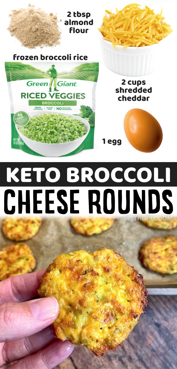 These cheesy baked broccoli tots are like broccoli cheddar soup on steroids. You basically take all of that deliciousness but add a little crunch to it by smashing these patties into flat little discs. The key to making crispy low carb and keto-friendly broccoli cheddar rounds is…. LOTS of cheese and extra baking time. That, and making sure you drain the excess liquid from the broccoli rice. You can also use cauliflower rice for this recipe! Even my kids love this simple low carb snack.