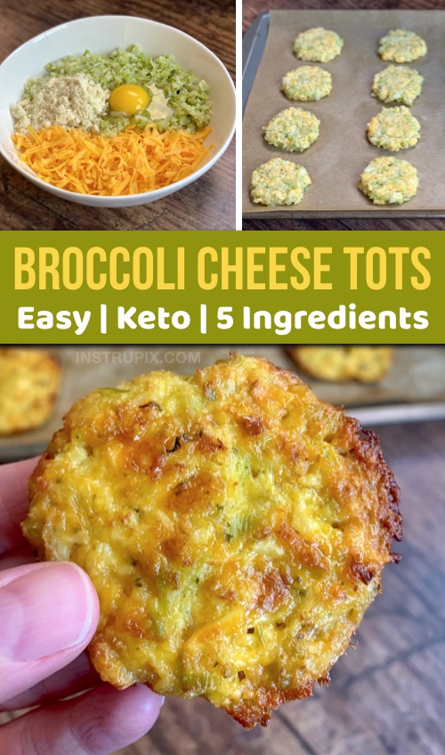 Looking for quick and easy low carb snack ideas? These keto broccoli cheddar rounds are crispy and delicious! They are also made with just 5 simple ingredients. #keto #lowcarb #instrupix 