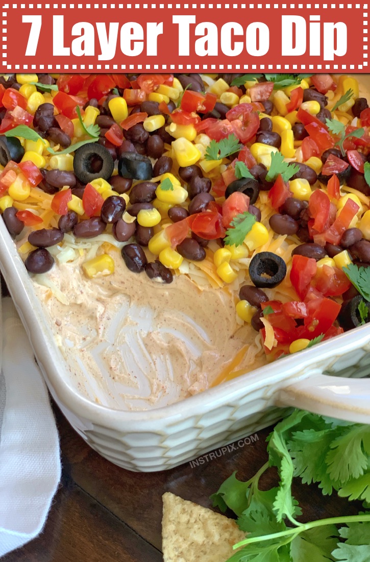 Easy 7 Layer Taco Dip (Make Ahead Party Dip For A Crowd)