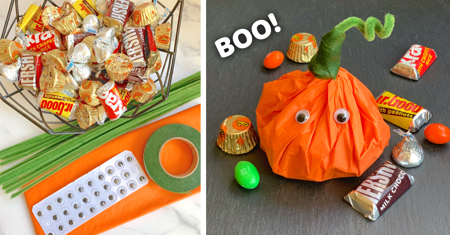 Halloween Party Idea} Tissue Paper Pumpkin Goody Bags