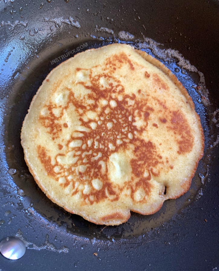 Easy 3 Ingredient Keto Pancakes made with almond flour, cream cheese and eggs.