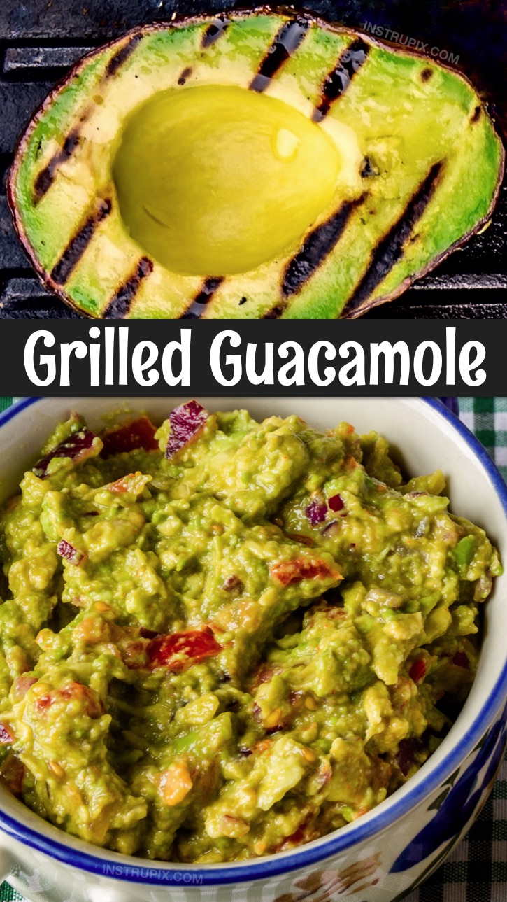 Grilled Guacamole Recipe: Serve it as a party dip with chips, a taco filling, spread over toast or served low carb with chicken or steak. This is the BEST homemade guacamole recipe with a lovely smoky flavor! It's also simple and easy to make. #guacamole #grilled #avocados #instrupix