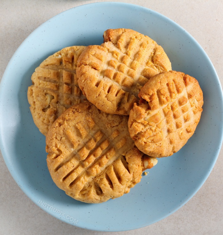 Easy Keto Low Carb Peanut Butter Cookies Recipe made with just 3 simple Ingredients!
