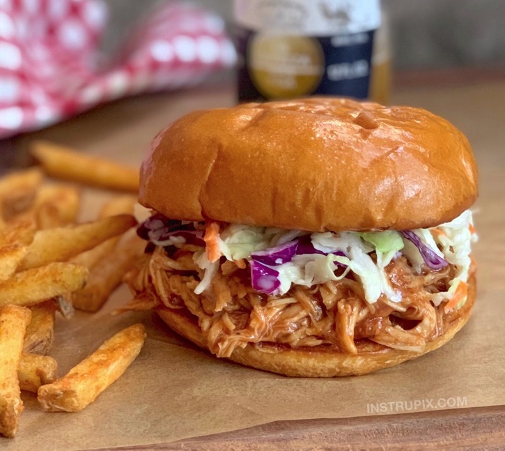 Easy Slow Cooker BBQ Chicken Sandwich Recipe made with just 5 ingredients!