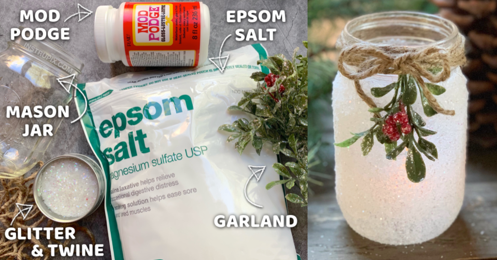 create faux snow-covered mason jar luminaries for the holiday season - DIY  Snowy Mason Jars