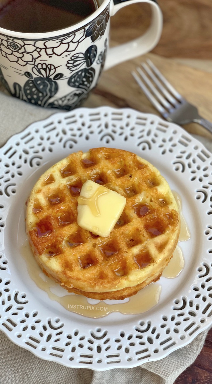 Simple Keto Waffle Recipe made with just 3 ingredients: almond flour, an egg and cheese! YUM!