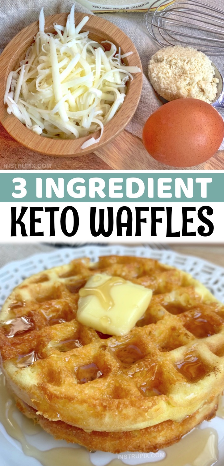 Otherwise known as “chaffles”, these 3 ingredient crispy keto waffles are absolutely Amazing!! If you’re tired of eating eggs for breakfast, you are going to love this simple low carb breakfast made with just almond flour, cheese and egg. From there you can customize them. Perhaps add in a little cinnamon and swerve to make them sweet? Garlic powder and parmesan to make them savory? This is a versatile recipe and can be flavored any way you’d prefer. Simply make them in your mini waffle maker.