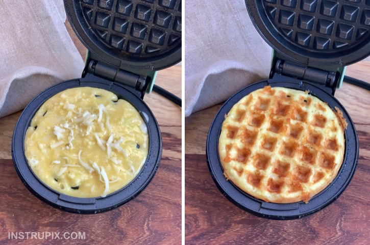 How to make keto waffles in a mini waffle maker with just 3 simple ingredients! Quick and easy recipe!