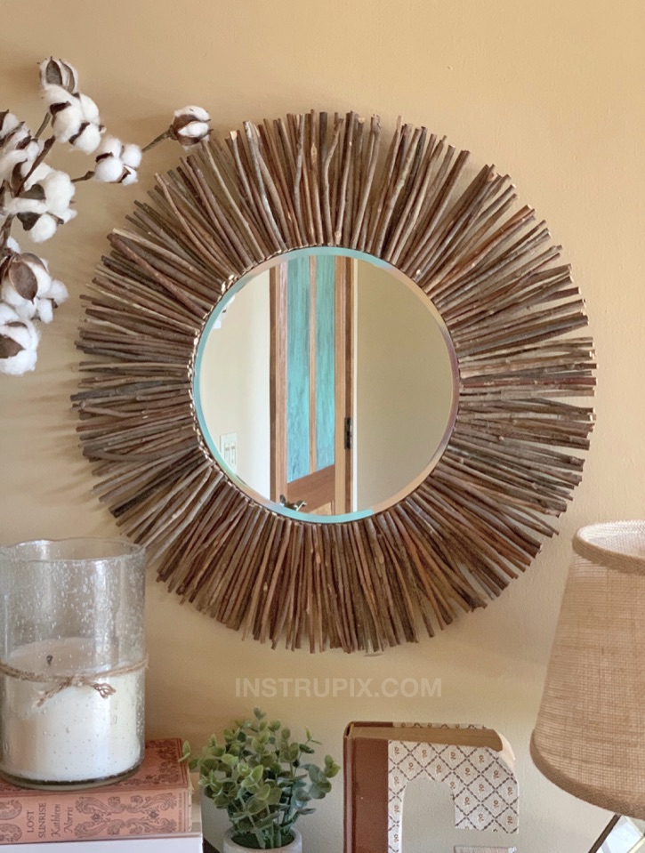 Cheap & Easy DIY Stick Framed Mirror (That looks Expensive!)