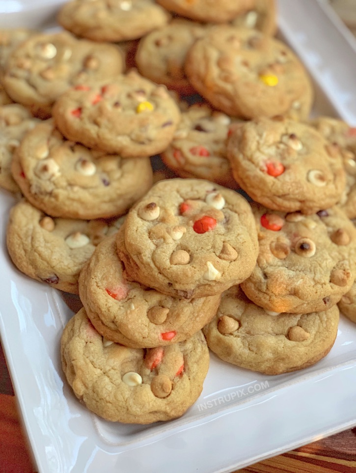 Peanut Butter Goddess Cookies | A fun and unique cookie recipe made with lots of peanut butter candy and white chocolate chips! My favorite cookies!