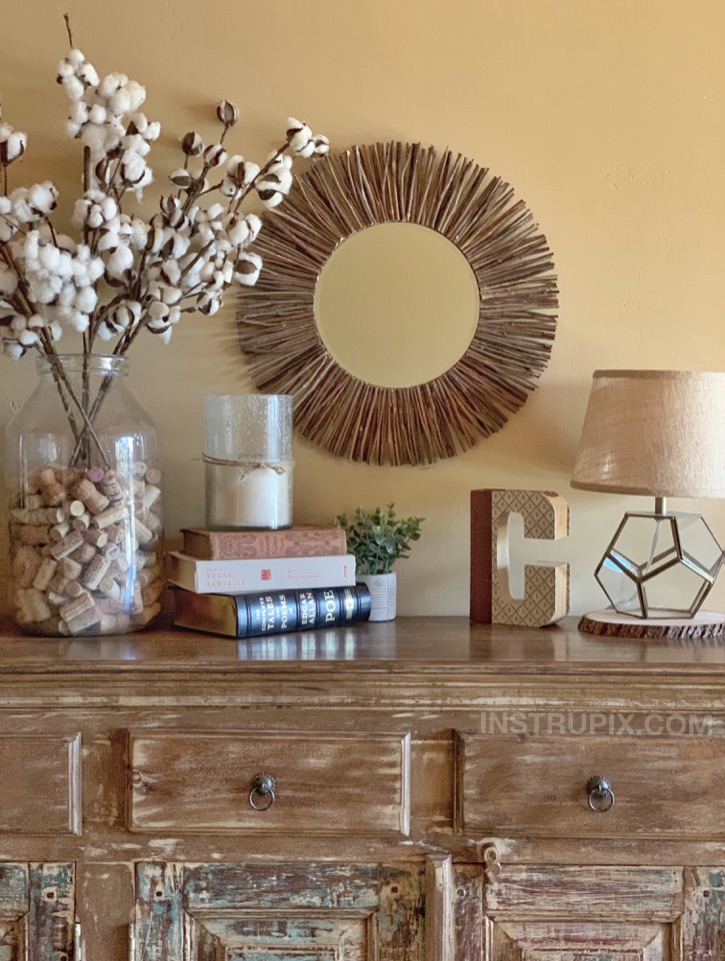 DIY Stick Framed Round Mirror Home Decor Idea