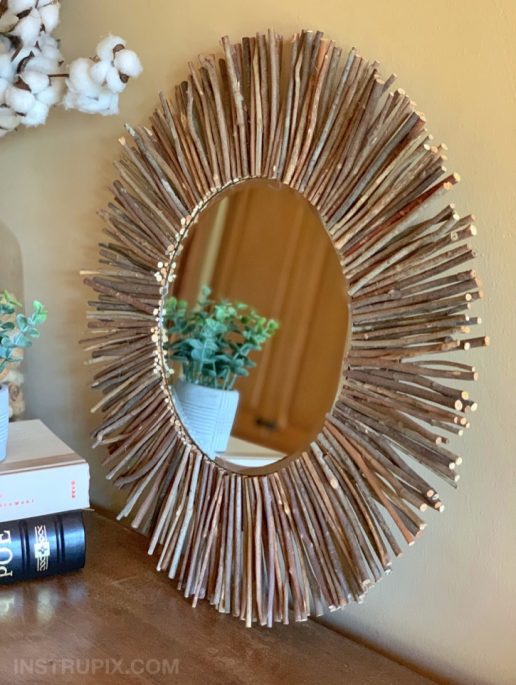 Cheap & Easy DIY Stick Framed Mirror (That looks Expensive!)