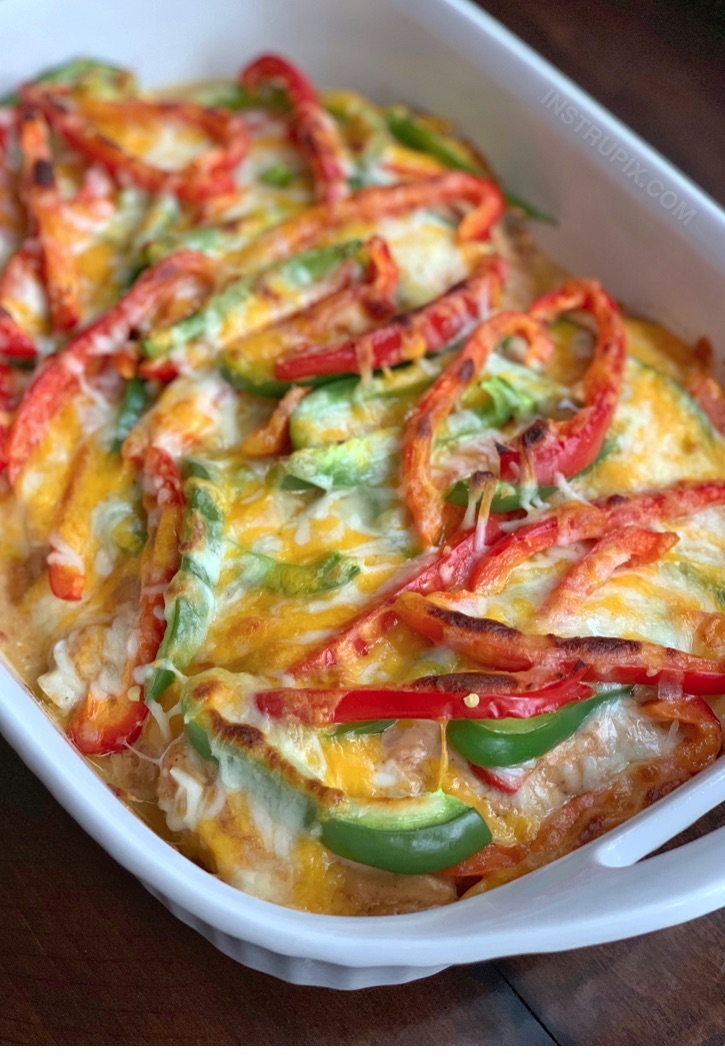 Cheesy Fajita Oven Baked Chicken Recipe - Quick, easy and low carb!