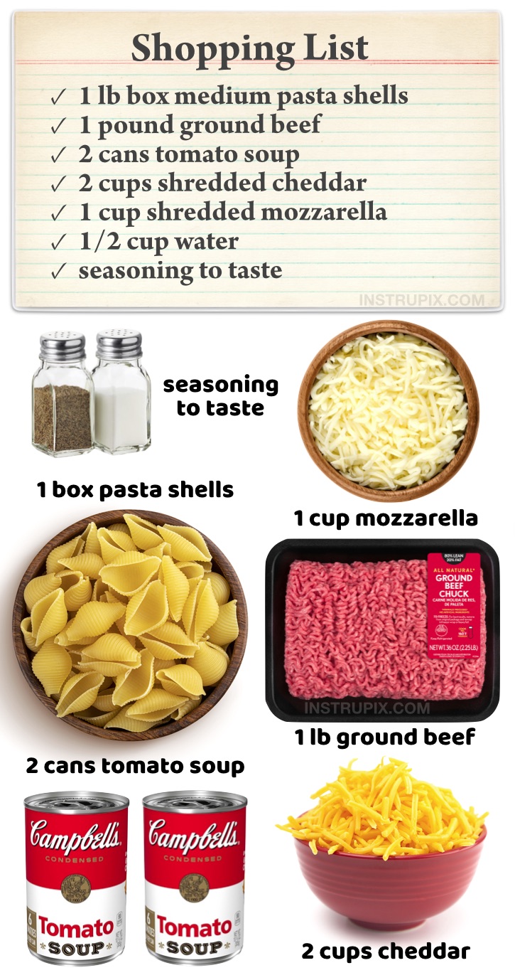 Looking for quick and easy ground beef dinner recipes for your family? If you have picky kids, they are going to love this simple hamburger casserole! It's made with just a few cheap ingredients and feeds a large family, plus it is really good leftover for a second meal the next day. A great budget friendly meal for busy weeknights! Perfect for busy moms and dads with hungry kids. So yummy and comforting. How can you go wrong with cheesy pasta and ground beef?