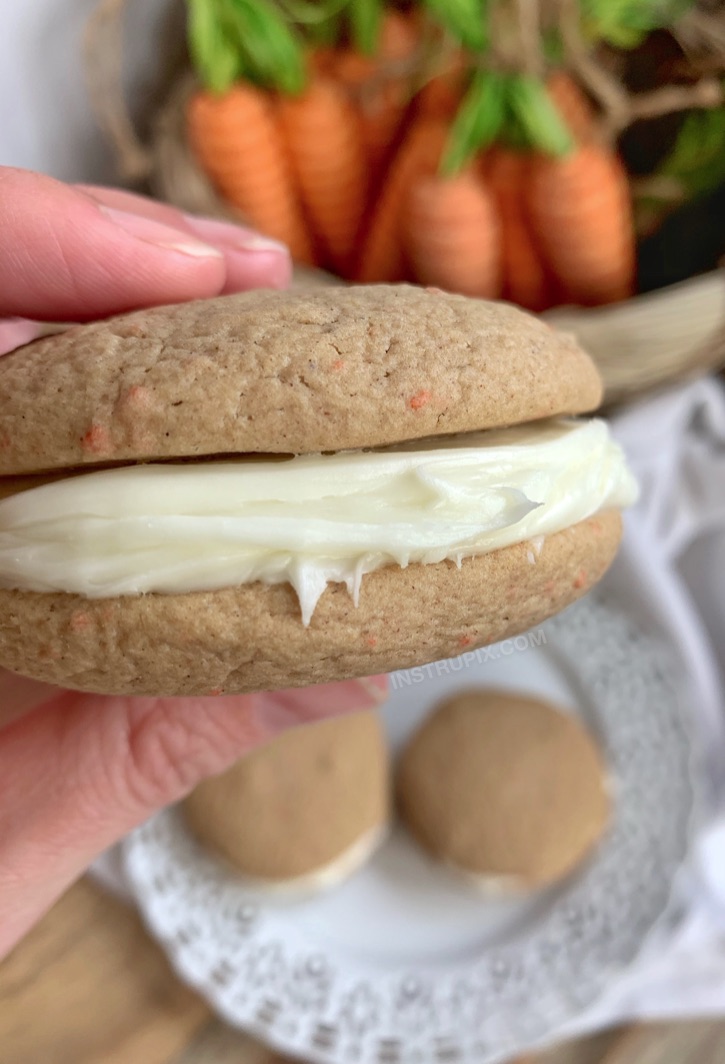 Easy Carrot Cake Sandwich Cookies made with just 4 simple ingredients!
