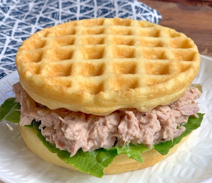 Keto Wonder Bread -- super quick and easy low carb sandwich bread and burger buns made in your mini waffle maker. This recipe makes for super soft bread thanks to mayonnaise and almond flour, no cheese!